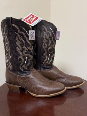 Tony Lama Western Boots - Brown Leather - Smooth Ostrich - NWT